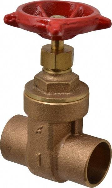 Legend Valve - 1" Pipe, Soldered Bronze Solid Wedge Stem Gate Valve - 200 WOG, 125 WSP, Screw-In Bonnet - USA Tool & Supply