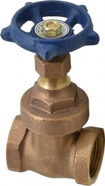 Legend Valve - 3/4" Pipe, Threaded Bronze Solid Wedge Stem Gate Valve - 200 WOG, 125 WSP, Screw Over Bonnet - USA Tool & Supply