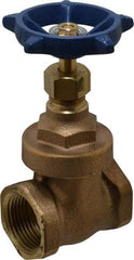 Legend Valve - 1" Pipe, Threaded Bronze Solid Wedge Stem Gate Valve - 200 WOG, 125 WSP, Screw Over Bonnet - USA Tool & Supply