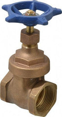 Legend Valve - 1-1/4" Pipe, Threaded Bronze Solid Wedge Stem Gate Valve - 200 WOG, 125 WSP, Screw Over Bonnet - USA Tool & Supply