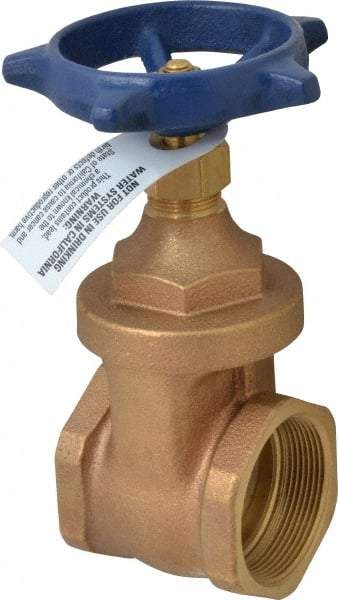 Legend Valve - 2" Pipe, Threaded Bronze Solid Wedge Stem Gate Valve - 200 WOG, 125 WSP, Screw Over Bonnet - USA Tool & Supply