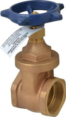 Legend Valve - 2" Pipe, Threaded Bronze Solid Wedge Stem Gate Valve - 200 WOG, 125 WSP, Screw Over Bonnet - USA Tool & Supply