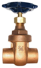 Legend Valve - 2" Pipe, Soldered Bronze Solid Wedge Stem Gate Valve - 200 WOG, 125 WSP, Screw Over Bonnet - USA Tool & Supply