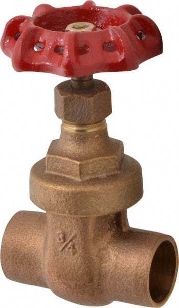 Legend Valve - 3/4" Pipe, Soldered Bronze Solid Wedge Stem Gate Valve - 200 WOG, 125 WSP, Screw Over Bonnet - USA Tool & Supply