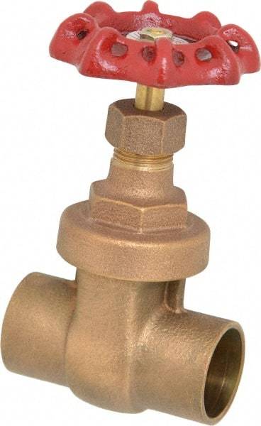 Legend Valve - 1" Pipe, Soldered Bronze Solid Wedge Stem Gate Valve - 200 WOG, 125 WSP, Screw Over Bonnet - USA Tool & Supply
