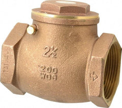 Legend Valve - 2-1/2" Brass Check Valve - Inline, FNPT x FNPT, 200 WOG - USA Tool & Supply