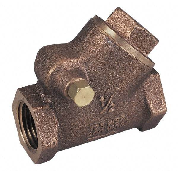 Legend Valve - 1-1/4" Bronze Check Valve - Y-Pattern, FNPT x FNPT, 300 WOG - USA Tool & Supply