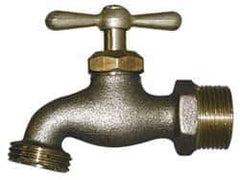 Legend Valve - 1/2" Pipe, 125 psi WOG Rating, Lead Free Brass Hose Bibb, Stop Valve - Tee Handle, MNPT x MGHT End Connections - USA Tool & Supply