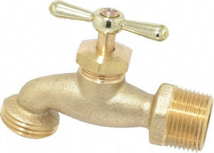 Legend Valve - 3/4" Pipe, 125 psi WOG Rating, Brass Hose Bibb, Stop Valve - Tee Handle, MNPT x GHT End Connections - USA Tool & Supply