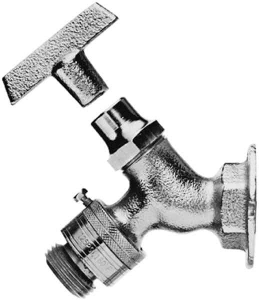 Legend Valve - 1/2" Pipe, Chrome Plated Brass Sillcock with Vacuum Breaker - Loosekey Handle, FNPT x GHT End Connections, 125 psi WOG Rating - USA Tool & Supply