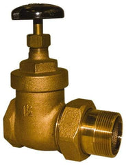 Legend Valve - 1/2" Pipe, 200 psi WOG Rating, FNPT x Male Union End Connections, Handwheel Steam Gate Radiator Valve - 125 psi Steam Pressure Rating, Bronze - USA Tool & Supply