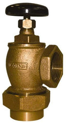 Legend Valve - 1-1/4" Pipe, 60 psi WOG Rating, Female Union x FNPT End Connections, Handwheel Convector Steam Angle Radiator Valve - 15 psi Steam Pressure Rating, Bronze - USA Tool & Supply