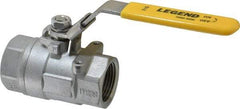 Legend Valve - 1" Pipe, Large Port, Stainless Steel Standard Ball Valve - 2 Piece, Inline - One Way Flow, FNPT x FNPT Ends, Locking Lever Handle, 2,000 WOG, 150 WSP - USA Tool & Supply
