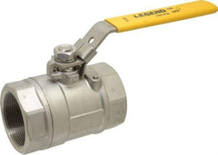 Legend Valve - 2" Pipe, Large Port, Stainless Steel Standard Ball Valve - 2 Piece, Inline - One Way Flow, FNPT x FNPT Ends, Locking Lever Handle, 1,500 WOG, 150 WSP - USA Tool & Supply