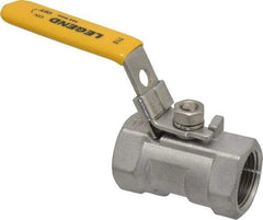Legend Valve - 3/4" Pipe, Standard Port, Stainless Steel Standard Ball Valve - 1 Piece, Inline - One Way Flow, FNPT x FNPT Ends, Locking Lever Handle, 800 WOG, 150 WSP - USA Tool & Supply