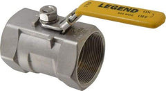 Legend Valve - 2" Pipe, Standard Port, Stainless Steel Standard Ball Valve - 1 Piece, Inline - One Way Flow, FNPT x FNPT Ends, Locking Lever Handle, 800 WOG, 150 WSP - USA Tool & Supply