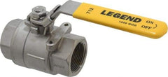 Legend Valve - 1-1/4" Pipe, Full Port, Stainless Steel Standard Ball Valve - 2 Piece, Inline - One Way Flow, FNPT x FNPT Ends, Locking Lever Handle, 1,000 WOG, 150 WSP - USA Tool & Supply