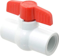 Legend Valve - 1" Pipe, Full Port, PVC Miniature Ball Valve - Inline - One Way Flow, FNPT x FNPT Ends, Tee Handle, 150 WOG - USA Tool & Supply