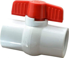 Legend Valve - 1-1/2" Pipe, Full Port, PVC Miniature Ball Valve - Inline - One Way Flow, FNPT x FNPT Ends, Tee Handle, 150 WOG - USA Tool & Supply