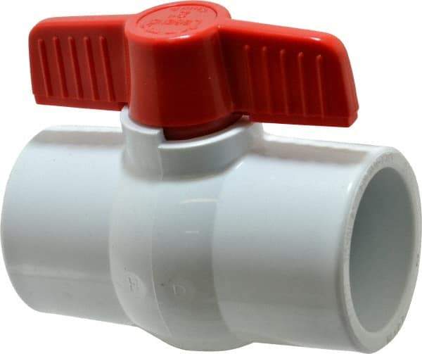 Legend Valve - 2" Pipe, Full Port, PVC Miniature Ball Valve - Inline - One Way Flow, Solvent x Solvent Ends, Tee Handle, 150 WOG - USA Tool & Supply