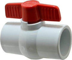 Legend Valve - 2" Pipe, Full Port, PVC Miniature Ball Valve - Inline - One Way Flow, Solvent x Solvent Ends, Tee Handle, 150 WOG - USA Tool & Supply