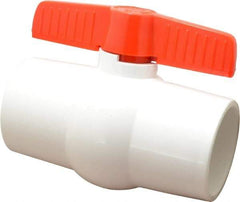 Legend Valve - 3" Pipe, Full Port, PVC Miniature Ball Valve - Inline - One Way Flow, Solvent x Solvent Ends, Tee Handle, 150 WOG - USA Tool & Supply