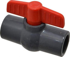Legend Valve - 3/4" Pipe, Full Port, PVC Miniature Ball Valve - Inline - One Way Flow, Solvent x Solvent Ends, Tee Handle, 150 WOG - USA Tool & Supply