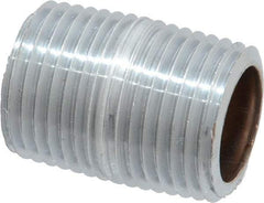 Merit Brass - 1-1/8" Long, 1/2" Pipe Threaded Brass Pipe Nipple - NPT Thread, Chrome Plated Red Brass - USA Tool & Supply