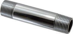 Merit Brass - 3-1/2" Long, 1/2" Pipe Threaded Brass Pipe Nipple - NPT Thread, Chrome Plated Red Brass - USA Tool & Supply