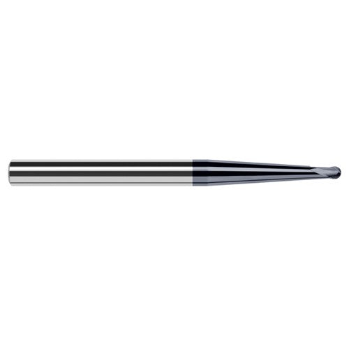 ‎1/64″ Dia. × 3/16″ Shank × 1/64″ DOC × 2-1/2″ OAL, Carbide AlTiN, 2 Flute, Ballnose End Mill - Exact Industrial Supply