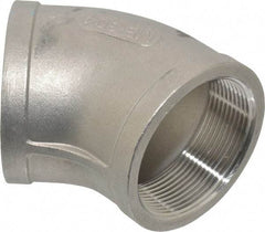Merit Brass - 2" Grade 304 Stainless Steel Pipe 45° Elbow - FNPT x FNPT End Connections, 150 psi - USA Tool & Supply