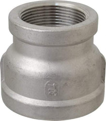 Merit Brass - 2 x 1-1/2" Grade 304 Stainless Steel Pipe Reducer Coupling - FNPT x FNPT End Connections, 150 psi - USA Tool & Supply