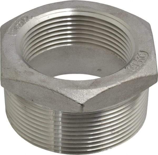 Value Collection - 2 x 1-1/2" Grade 304 Stainless Steel Pipe Hex Bushing - MNPT x FNPT End Connections, 150 psi - USA Tool & Supply