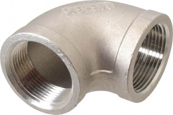 Merit Brass - 1-1/4" Grade 316 Stainless Steel Pipe 90° Elbow - FNPT x FNPT End Connections, 150 psi - USA Tool & Supply