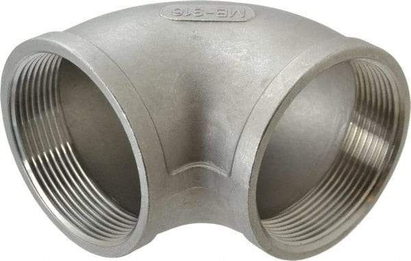 Merit Brass - 3" Grade 316 Stainless Steel Pipe 90° Elbow - FNPT x FNPT End Connections, 150 psi - USA Tool & Supply