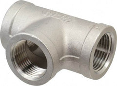 Merit Brass - 3/4" Grade 316 Stainless Steel Pipe Tee - FNPT x FNPT x FNPT End Connections, 150 psi - USA Tool & Supply