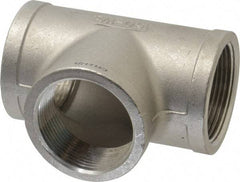 Merit Brass - 1-1/2" Grade 316 Stainless Steel Pipe Tee - FNPT x FNPT x FNPT End Connections, 150 psi - USA Tool & Supply