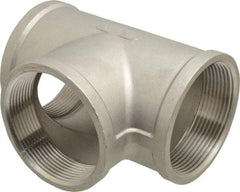 Merit Brass - 3" Grade 316 Stainless Steel Pipe Tee - FNPT x FNPT x FNPT End Connections, 150 psi - USA Tool & Supply