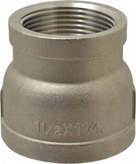 Merit Brass - 1-1/2 x 1-1/4" Grade 316 Stainless Steel Pipe Reducer Coupling - FNPT x FNPT End Connections, 150 psi - USA Tool & Supply
