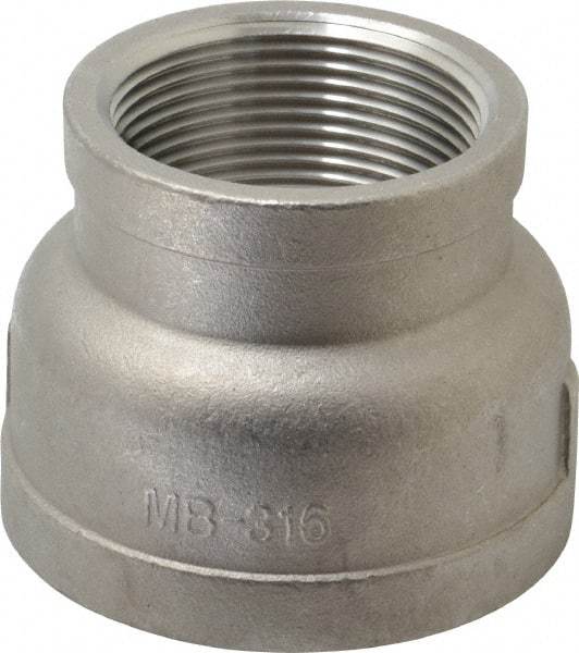 Merit Brass - 2 x 1-1/2" Grade 316 Stainless Steel Pipe Reducer Coupling - FNPT x FNPT End Connections, 150 psi - USA Tool & Supply