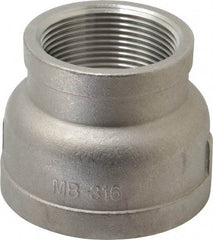 Merit Brass - 2 x 1-1/2" Grade 316 Stainless Steel Pipe Reducer Coupling - FNPT x FNPT End Connections, 150 psi - USA Tool & Supply