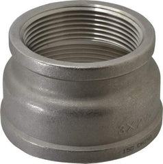 Merit Brass - 3 x 2-1/2" Grade 316 Stainless Steel Pipe Reducer Coupling - FNPT x FNPT End Connections, 150 psi - USA Tool & Supply