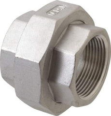 Merit Brass - 1-1/4" Grade 316 Stainless Steel Pipe Union - FNPT x FNPT End Connections, 150 psi - USA Tool & Supply