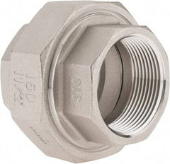 Merit Brass - 1-1/2" Grade 316 Stainless Steel Pipe Union - FNPT x FNPT End Connections, 150 psi - USA Tool & Supply