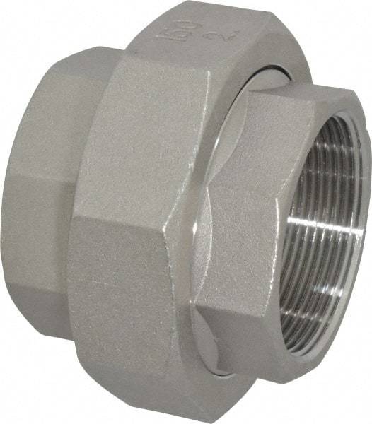 Merit Brass - 2" Grade 316 Stainless Steel Pipe Union - FNPT x FNPT End Connections, 150 psi - USA Tool & Supply