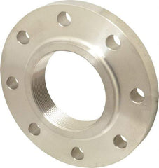 Merit Brass - 4" Pipe, 9" OD, Stainless Steel, Threaded Pipe Flange - 7-1/2" Across Bolt Hole Centers, 3/4" Bolt Hole, 150 psi, Grades 316 & 316L - USA Tool & Supply