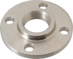 Merit Brass - 1-1/2" Pipe, 5" OD, Stainless Steel, Threaded Pipe Flange - 3-7/8" Across Bolt Hole Centers, 5/8" Bolt Hole, 150 psi, Grade 304 - USA Tool & Supply