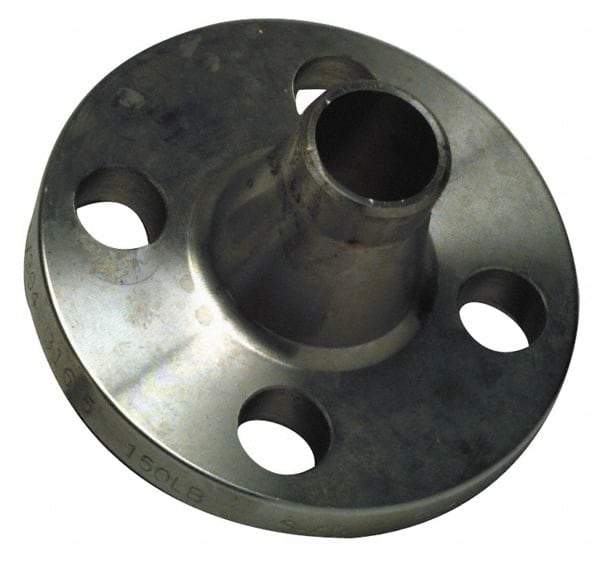 Merit Brass - 1-1/4" Pipe, 4-5/8" OD, Stainless Steel, Weld Neck Pipe Flange - 3-1/2" Across Bolt Hole Centers, 5/8" Bolt Hole, 150 psi, Grades 316 & 316L - USA Tool & Supply