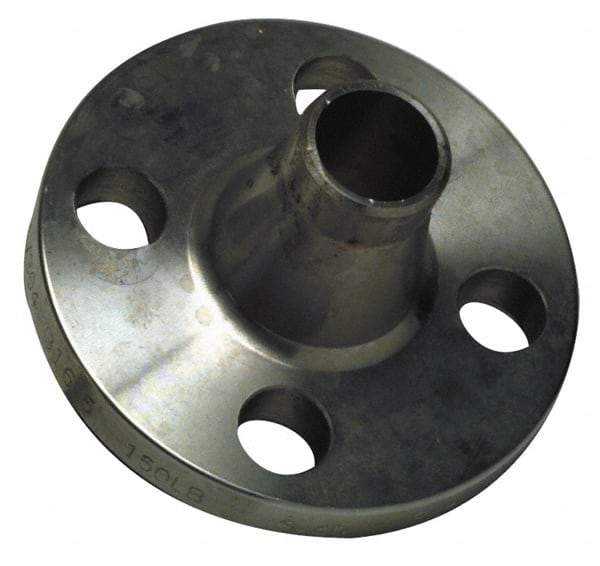 Merit Brass - 1-1/4" Pipe, 4-5/8" OD, Stainless Steel, Weld Neck Pipe Flange - 3-1/2" Across Bolt Hole Centers, 5/8" Bolt Hole, 150 psi, Grades 304 & 304L - USA Tool & Supply