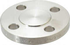 Merit Brass - 1" Pipe, 4-1/4" OD, Stainless Steel, Blind Pipe Flange - 3-1/8" Across Bolt Hole Centers, 5/8" Bolt Hole, 150 psi, Grades 316 & 316L - USA Tool & Supply